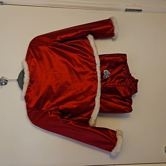 VTG 1960s HANDMADE Red Satin Rhinestone Faux Fur Valentine's Portrait Outfit - Picture 10 of 14